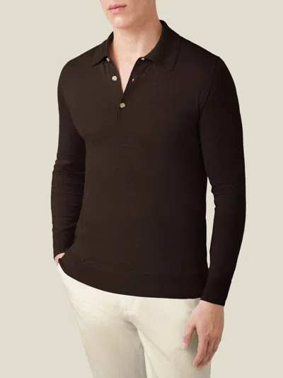Luca Faloni Silk-cashmere Knitted Polo In Brown
