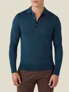 Luca Faloni Knitted Polo Sweater In Forest Green