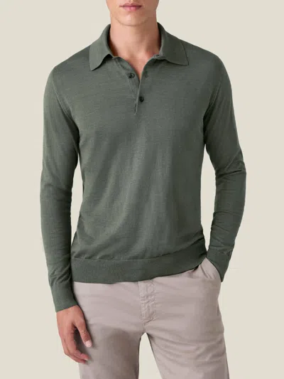 Luca Faloni Silk-cashmere Knitted Polo In Green