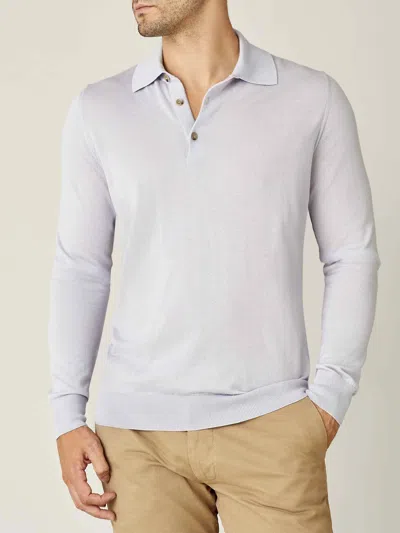 Luca Faloni Knitted Polo Sweater In Ice Grey