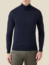 Luca Faloni Silk-cashmere Mock Neck In Blue