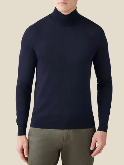 Luca Faloni Silk-cashmere Mock Neck In Blue