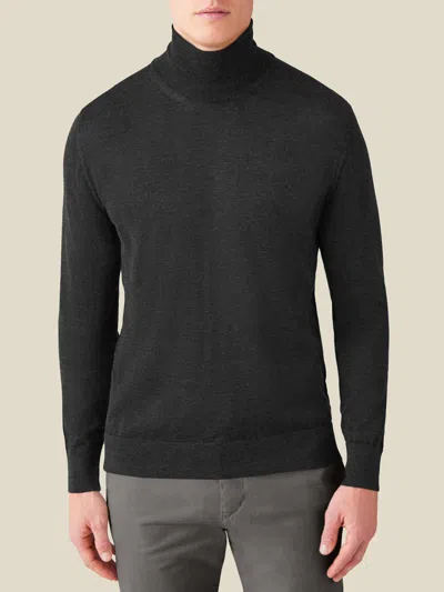 Luca Faloni Mock Neck Jumper In Charcoal Grey