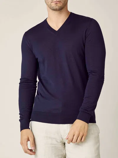 Luca Faloni V-neck Jumper In Navy Blue