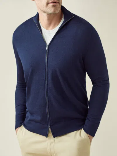 Luca Faloni Zip Cardigan In Navy Blue