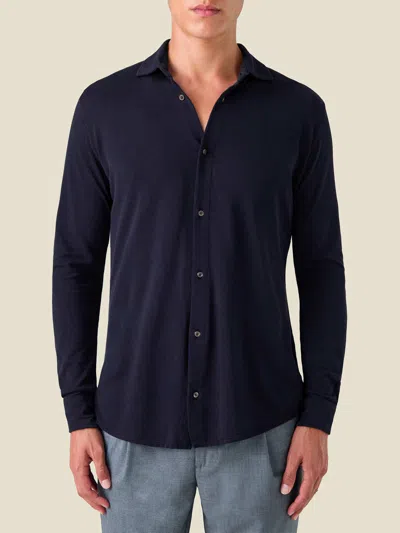 Luca Faloni Silk-cotton Piqué Shirt In Blue