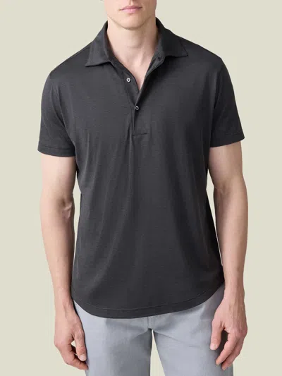 Luca Faloni Silk-cotton Polo In Charcoal Grey