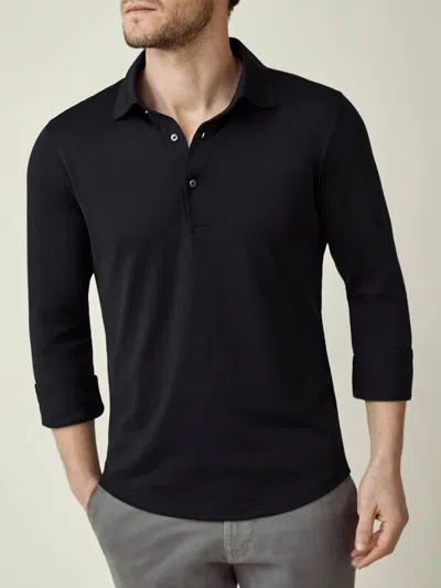 Luca Faloni Silk-cotton Polo Shirt In Black