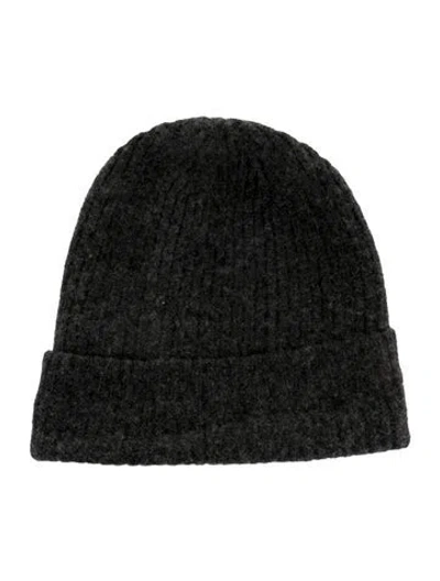 Pre-owned Luca Faloni Solid Knit Beanie In Gray