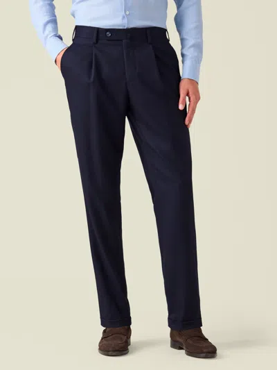 Luca Faloni Wool Classic Pleated Trousers In Blue