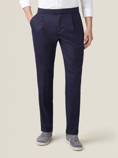 Luca Faloni Wool Pleated Trousers In Midnight Blue