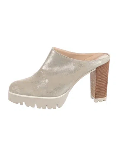 Pre-owned Luca Grossi Suede Mules In Neutrals