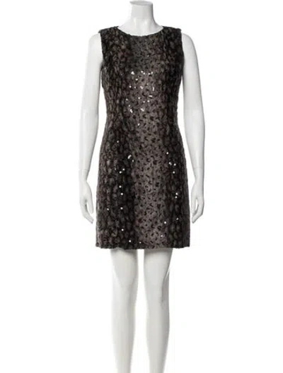 Pre-owned Luca Luca Animal Print Mini Dress In Gray