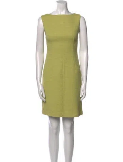 Pre-owned Luca Luca Bateau Neckline Mini Dress In Green