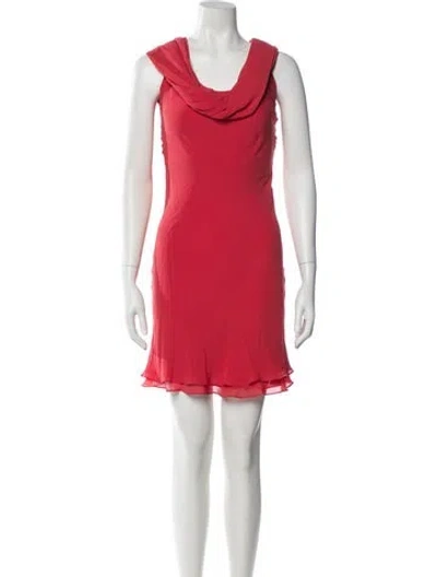 Pre-owned Luca Luca Cowl Neck Mini Dress In Red