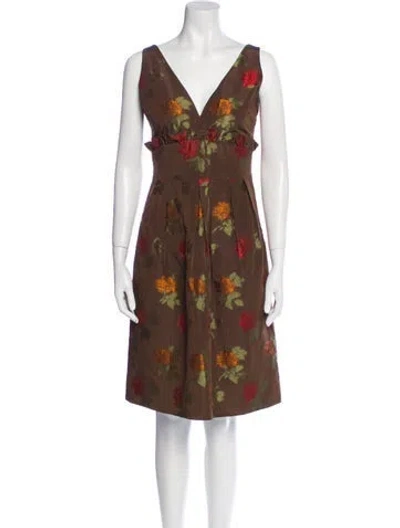 Pre-owned Luca Luca Floral Print Knee-length Dress In Brown