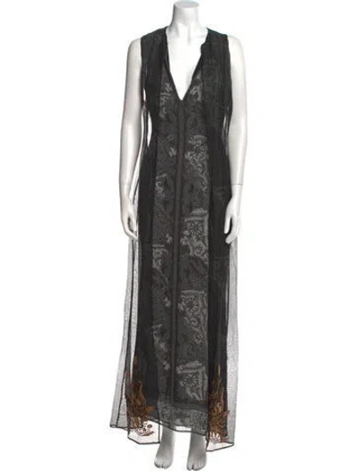 Pre-owned Luca Luca Silk Long Dress In Black