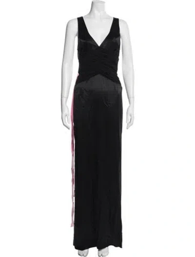 Pre-owned Luca Luca Silk Long Dress In Black