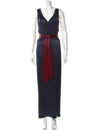 Pre-owned Luca Luca Silk Long Dress In Blue