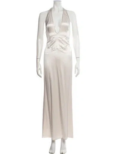 Pre-owned Luca Luca Silk Long Dress In Neutral