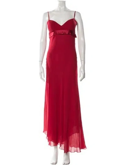 Pre-owned Luca Luca Silk Long Dress In Red
