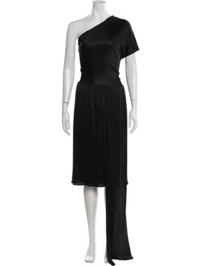 Pre-owned Luca Luca Silk Midi Length Dress In Black