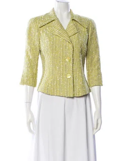 Pre-owned Luca Luca Silk Printed Blazer In Yellow
