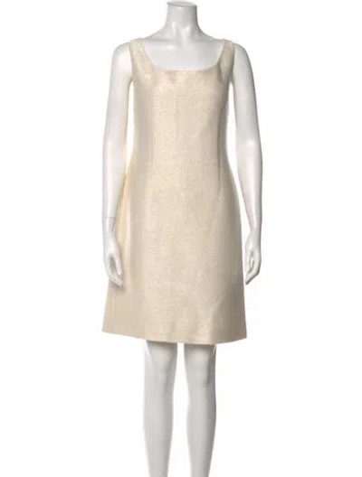 Pre-owned Luca Luca Square Neckline Knee-length Dress In Neutral