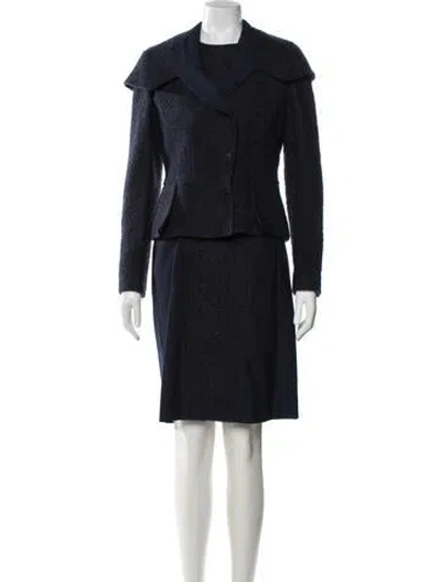 Pre-owned Luca Luca Vintage Virgin Wool Dress Set In Blue