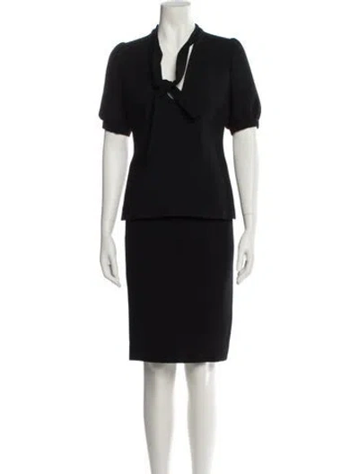 Pre-owned Luca Luca Virgin Wool Cutout Accent Skirt Suit In Black