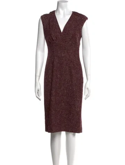 Pre-owned Luca Luca Virgin Wool Midi Length Dress In Burgundy