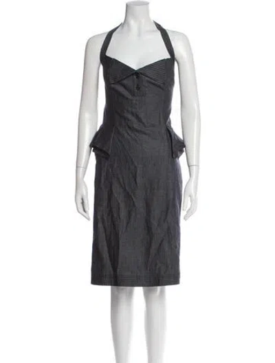Pre-owned Luca Luca Virgin Wool Midi Length Dress In Gray