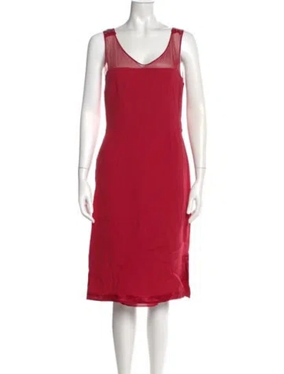 Pre-owned Luca Luca Virgin Wool Midi Length Dress In Red