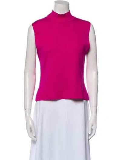 Pre-owned Luca Luca Virgin Wool Mock Neck Sweater In Pink