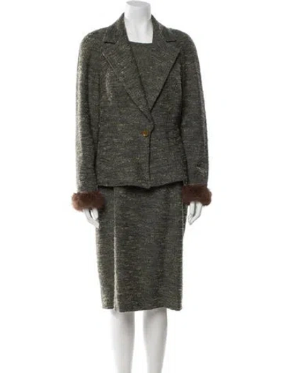 Pre-owned Luca Luca Virgin Wool Printed Dress Set In Green