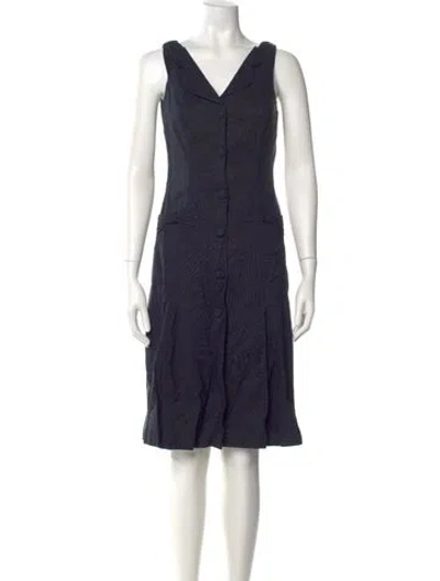 Pre-owned Luca Luca V-neck Knee-length Dress In Blue