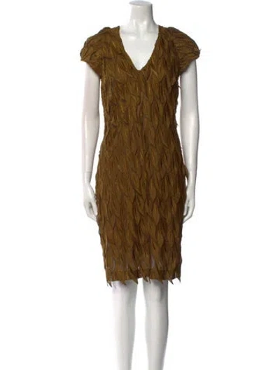 Pre-owned Luca Luca V-neck Knee-length Dress In Brown