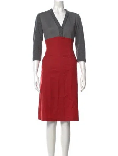 Pre-owned Luca Luca V-neck Knee-length Dress In Multi