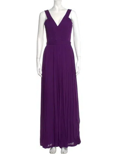 Pre-owned Luca Luca V-neck Long Dress In Purple