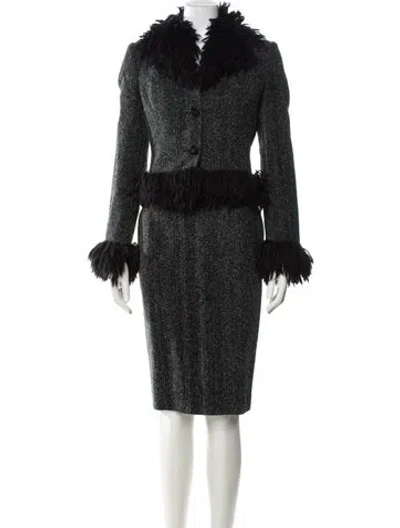 Pre-owned Luca Luca Wool Printed Skirt Suit In Green