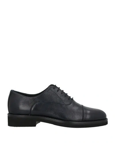 Luca Rossi Man Lace-up Shoes Midnight Blue Size 6 Leather