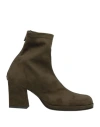 Luca Valentini Woman Ankle Boots Military Green Size 7 Leather In Green