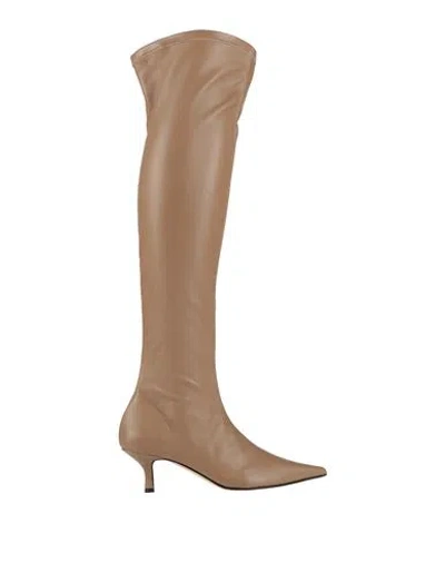 Luca Valentini Woman Boot Camel Size 6 Leather In Beige