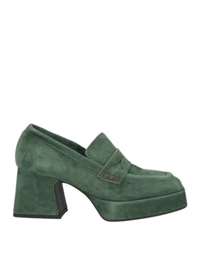 Luca Valentini Woman Loafers Green Size 6 Leather