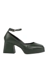 Luca Valentini Woman Pumps Dark Green Size 8 Leather