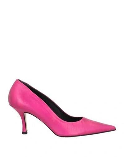 Luca Valentini Woman Pumps Fuchsia Size 7.5 Leather In Pink