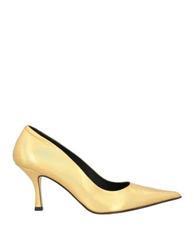 Luca Valentini Woman Pumps Gold Size 7.5 Leather