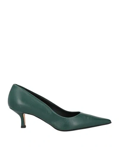 Luca Valentini Woman Pumps Green Size 7 Leather