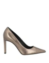 Luca Valentini Woman Pumps Lead Size 8 Leather In Grey