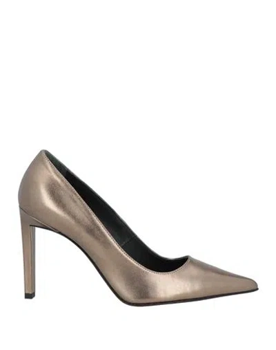 Luca Valentini Woman Pumps Lead Size 8 Leather In Grey